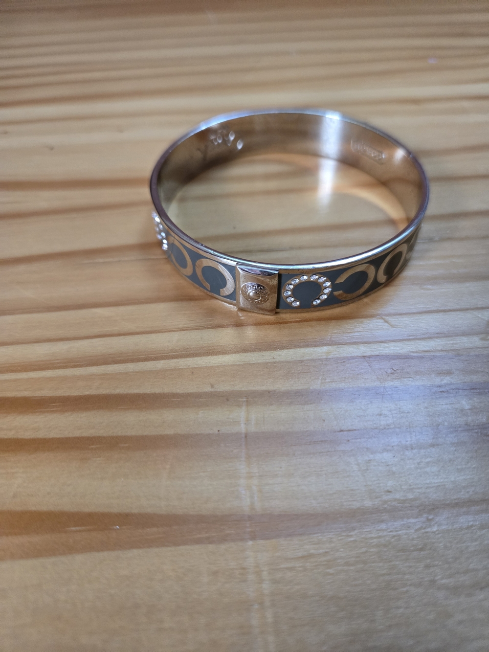 Coach Vintage Silver-Tone Crystal C Signature Bangle Bracelet